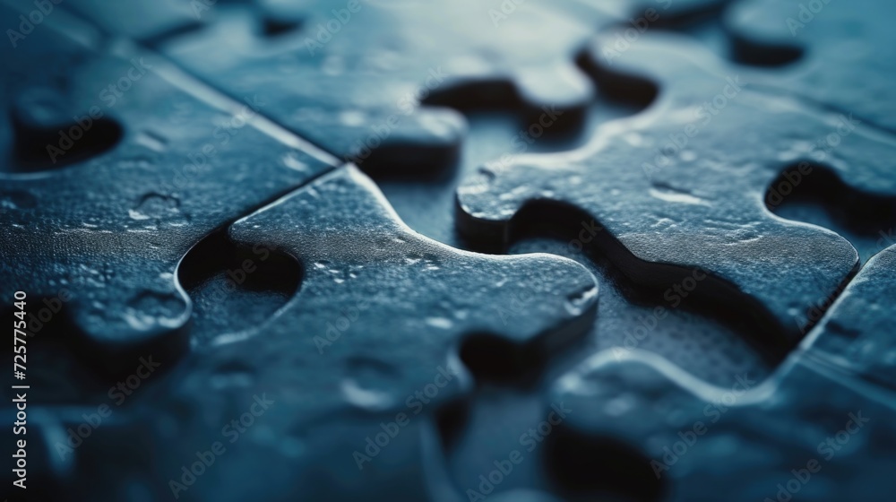 A close-up view of a puzzle piece on a table. This image can be used to represent problem-solving, teamwork, or the concept of fitting in A close-up view of a puzzle piece on a table. This image can be used to represent problem-solving, teamwork, or the concept of fitting in