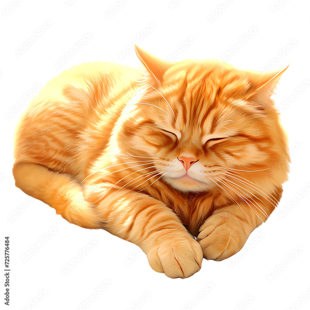 Cartoon orange tabby cat sleeping file PNG Generative AI Stock ...