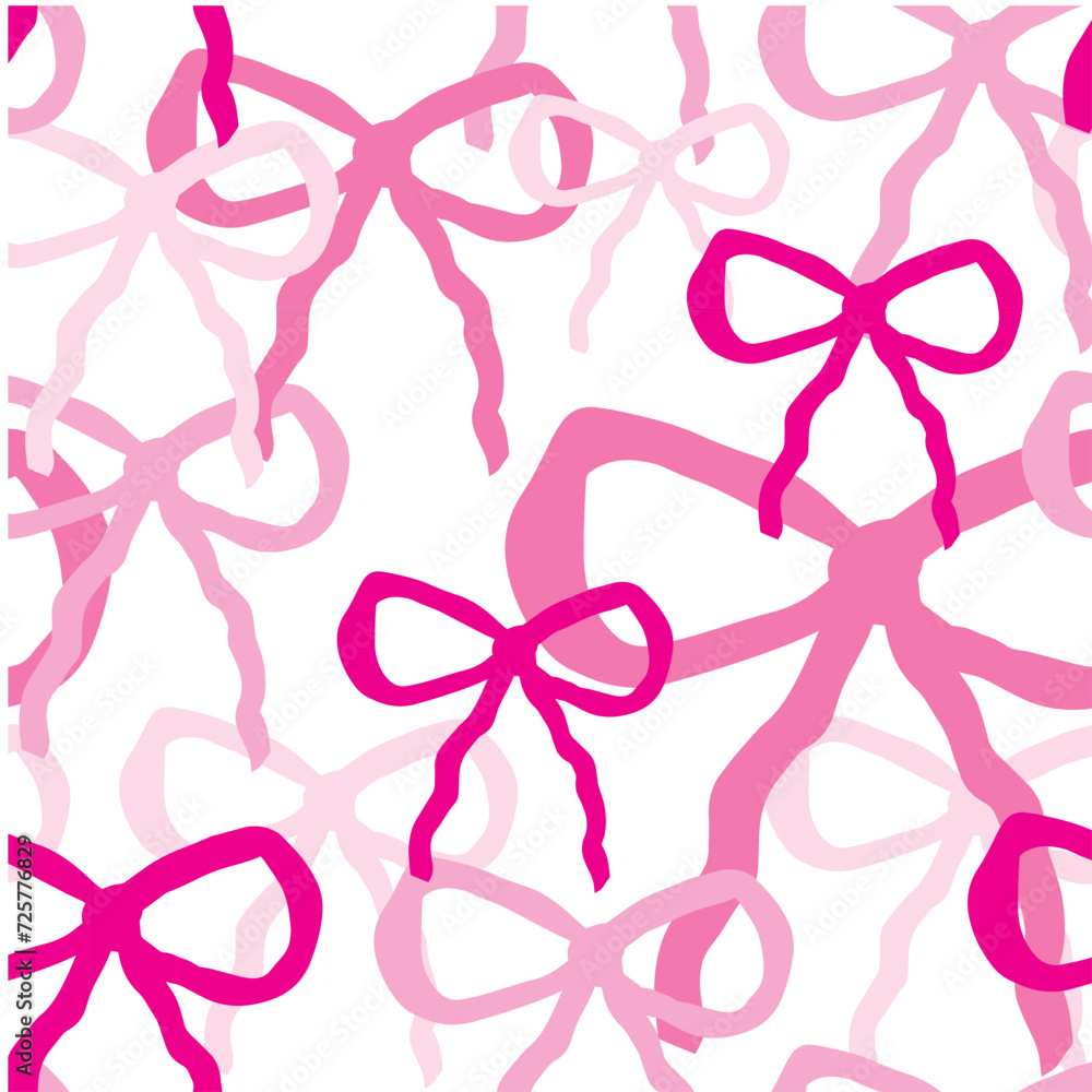 Vector illustration.Pink bow sticker print. Seamless pattern for fabric. Vector illustration.Pink bow sticker print. Seamless pattern for fabric.
