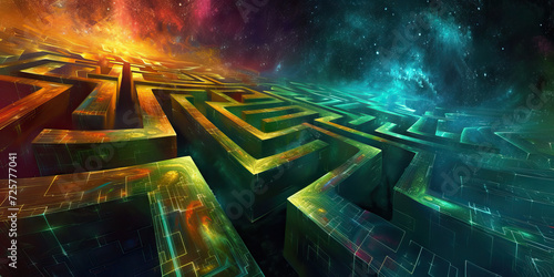Astral Labyrinth: An Abstract Idea of a Cosmic Maze, Imagining a Multidimensional Puzzle Beyond Human Understanding
