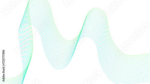 Abstract colorful green lines on a white background. Futuristic colorful blend wave lines on transparent background. Modern colorful flowing wave lines and glowing moving lines.	