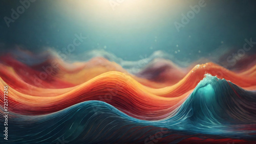 Abstract colorful wavy background. particle lights, 3D Rendering, Illustration.