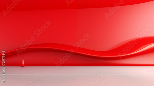 Red modern minimalistic interior background wall mockup 3d render