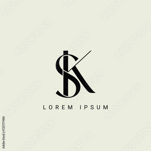 Alphabet KS and SK illustration monogram vector logo template