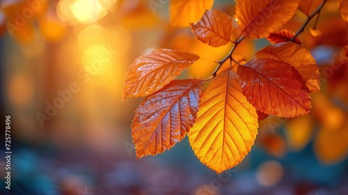  a close up of a leaf on a tree with the sun shining through the leaves and a blurry background of the leaves is in the foreground of the foreground.