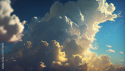 Beautiful sky with cumulus clouds, Ai generated image