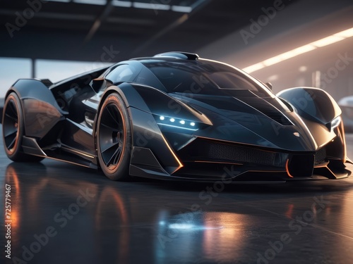 Speedster Surge: Dynamic Side Perspective of a black Futuristic Car