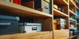 A room with numerous shelves and drawers, providing ample storage space. Perfect for organizing items and keeping them easily accessible