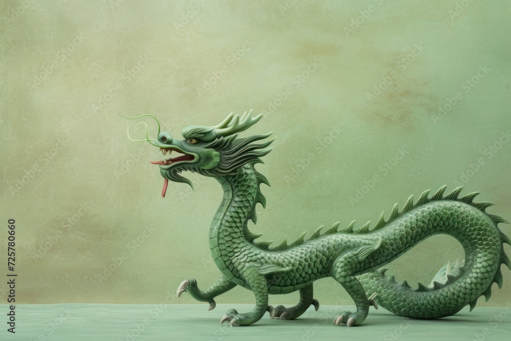 Fototapeta premium green wooden dragon, symbol of chinese new year