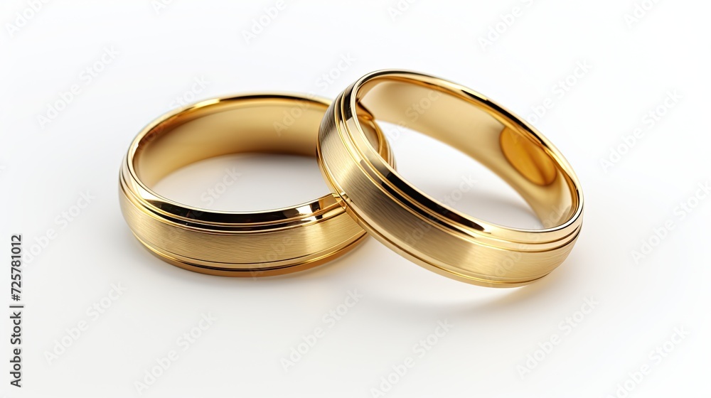 golden wedding rings on white background. Generative AI golden wedding rings on white background. Generative AI