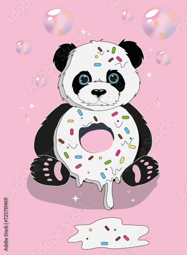 Print panda donut pink