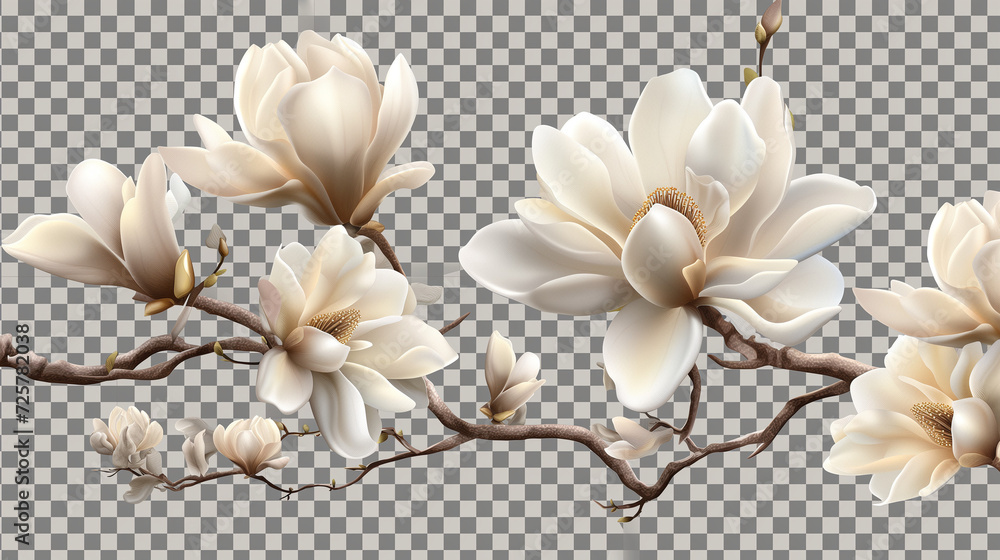 Magnolias with Branches on transparent background Magnolias with Branches on transparent background