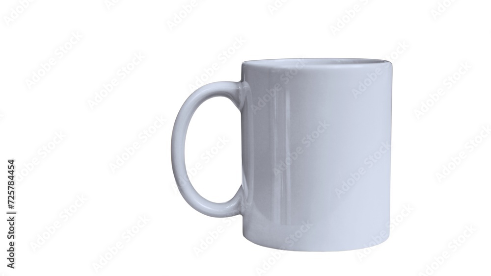 Fototapeta premium blank white mug mockup isolated on white background, coffee cup cutout on empty backdrop