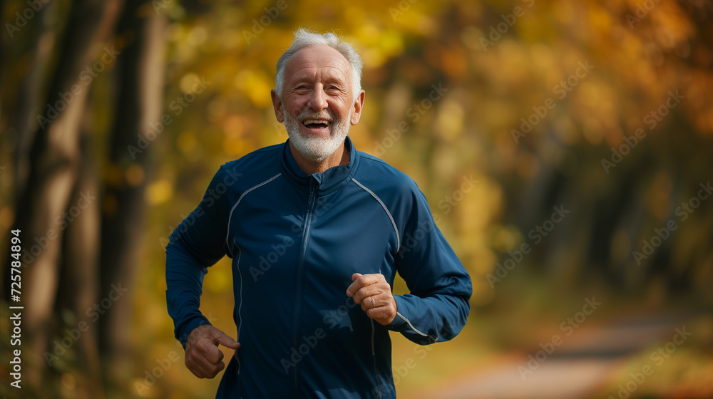Obraz premium Senior man going for a run and living a healthy lifestyle for longevity