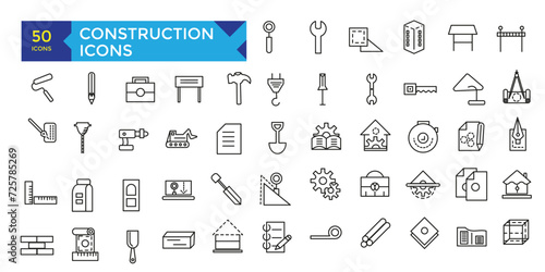 construction outline icon set, vector, icons collection