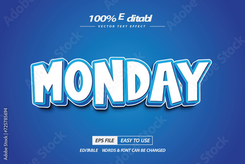 Blue minimal Monday text effect style illustration