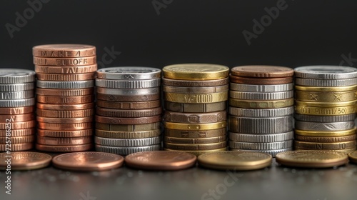 Euro coins arranged in various positions, highlighting the unique designs and denominations of Euro currency in an engaging visual display