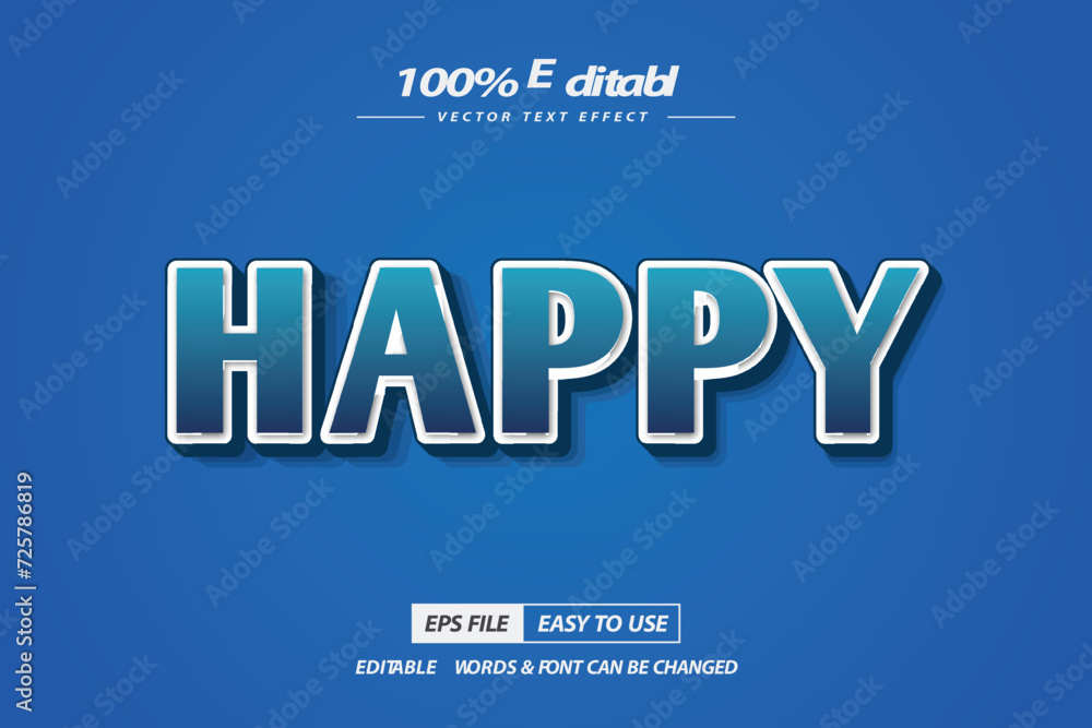 Happy minimal text effect in editable 3d style Happy minimal text effect in editable 3d style