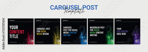 Carousel post template set, Modern instagram carousel post design, Editable social media microblog business carousel post, eps 10.