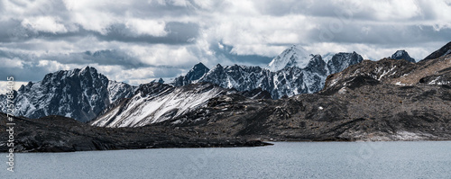 landscape with mountains and snow in the Peruvian Andes