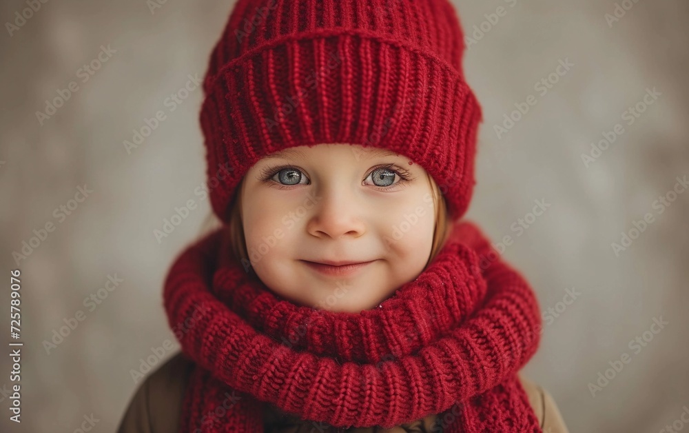 Little Girl Wearing Red Hat and Scarf Little Girl Wearing Red Hat and Scarf