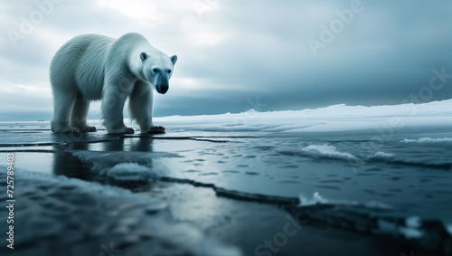 the once vast and frozen landscapes that polar bears roamed are dwindling, forcing them to travel longer do to earth warming