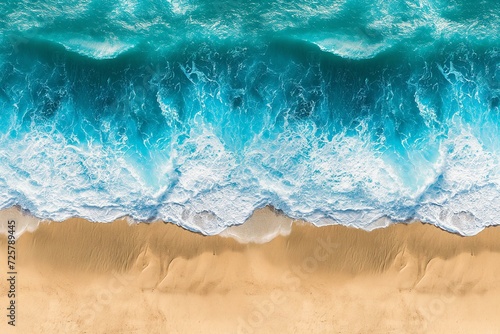 Aerial Perspective of Ocean Waves Caressing Sandy Shore