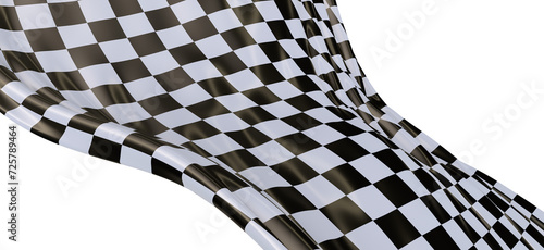 Wavy racing checkered flag with diagonal folds. Realistic 3d render © vegefox.com