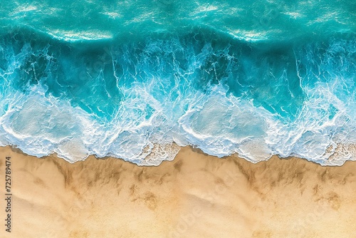 Aerial View of Ocean Waves Meeting Sandy Beach