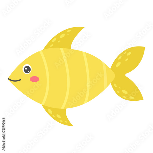 Cartoon fish. Sea animal. Vector illustration.