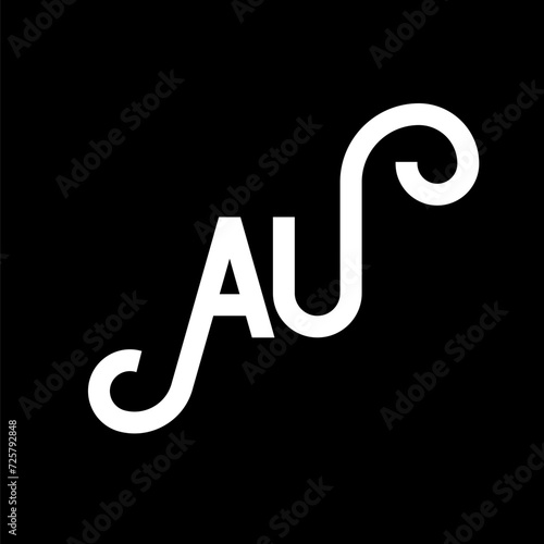 AU letter logo design on black background. AU creative initials letter logo concept. au letter design. AU white letter design on black background. A U, a u logo photo