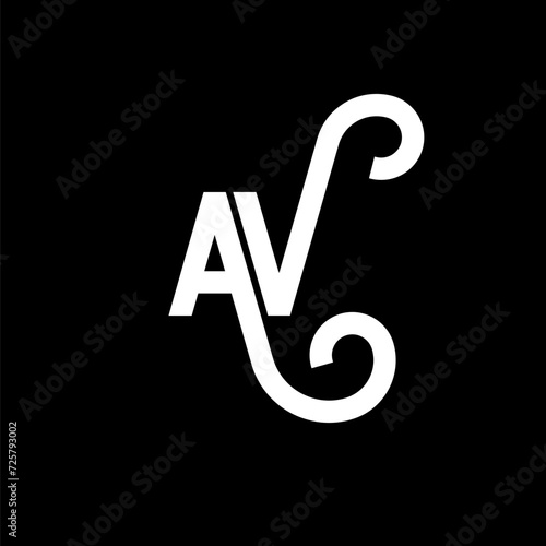 AV letter logo design on black background. AV creative initials letter logo concept. av letter design. AV white letter design on black background. A V, a v logo