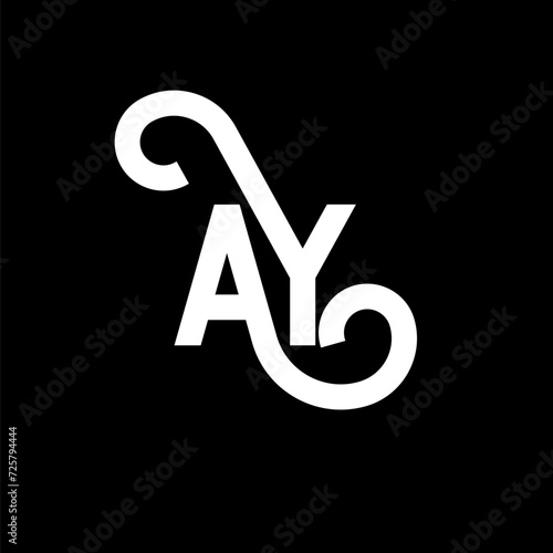 AY letter logo design on black background. AY creative initials letter logo concept. ay letter design. AY white letter design on black background. A Y, a y logo