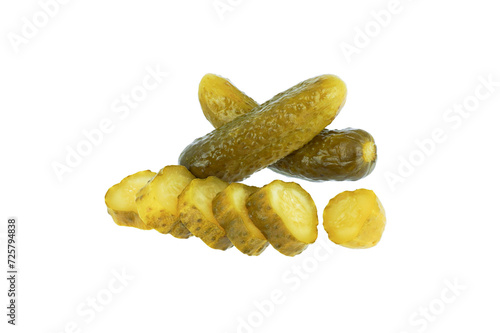 Pickled cucumber isolated on transparent background.