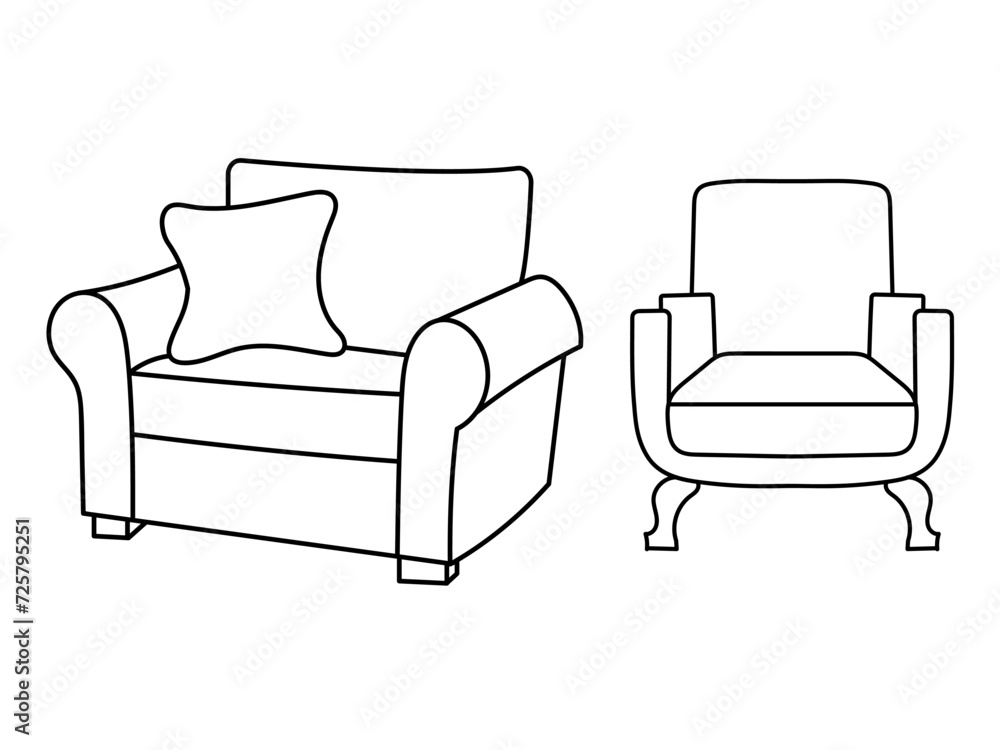 Modern furniture armchair home, Continuous line drawing executive office chair concept, sofa chair vector illustration Modern furniture armchair home, Continuous line drawing executive office chair concept, sofa chair vector illustration