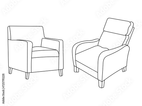 Modern furniture armchair home, Continuous line drawing executive office chair concept, sofa chair vector illustration