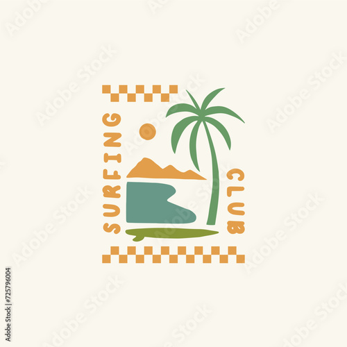 Surf design template for surf club, surf shop, surf merch.
