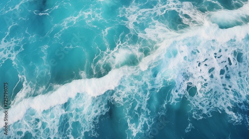 Crystal-clear aerial imagery capturing the intricate patterns of waves in the open ocean