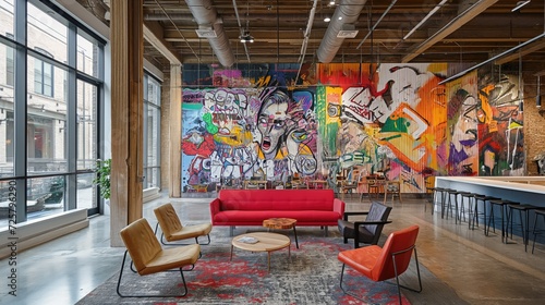 Urban Creativity Unleashed: A Street Art-Infused Office Space Promoting Remote Work and Digital Collaboration © Sascha