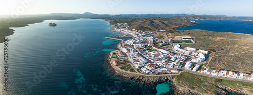 Aerial panorama of Fornells town in Menorca, Balearic Islands photo