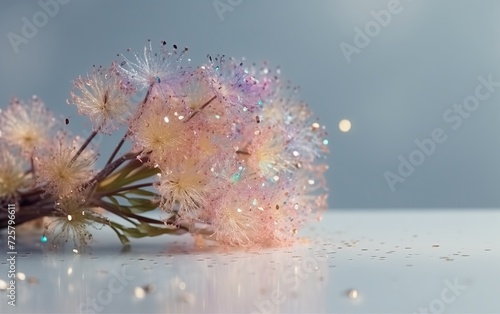 bouquet of sparkles for March 8, on a light background, with space for text 