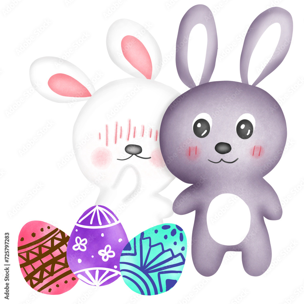 Couple easter bunny with easter eggs Couple easter bunny with easter eggs