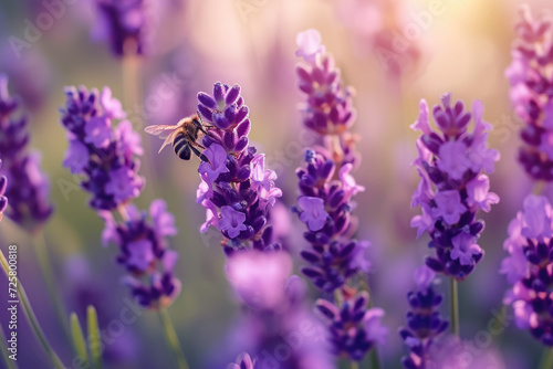 close-up of a cluster of lavender flowers, their purple hues vibrant against the green of their stems