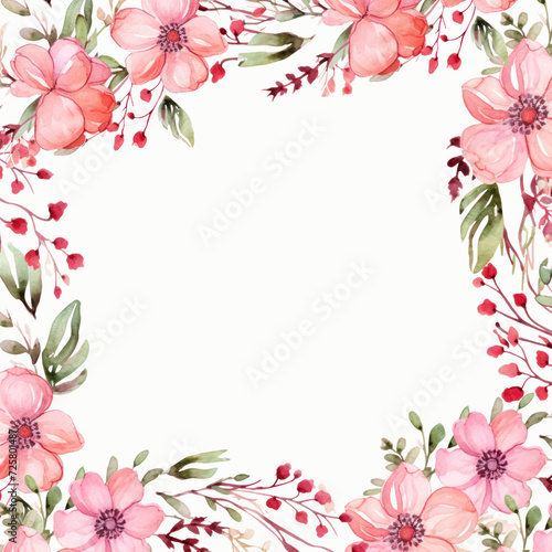 Floral Pink Frame Summer Blooms Illustration