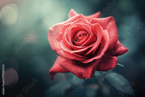 rose with a red color and a petal and a professional overlay on the romance