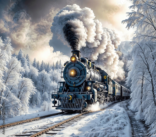 steam train in the forest