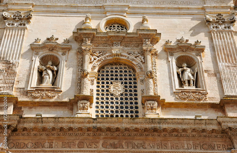 Baroque details of the Mother Church of Saints Peter and Paul Galatina Lecce Italy