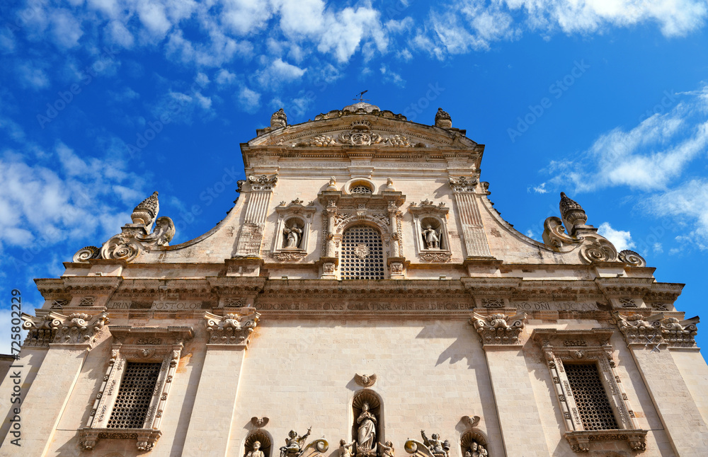 Fototapeta premium Baroque details of the Mother Church of Saints Peter and Paul Galatina Lecce Italy