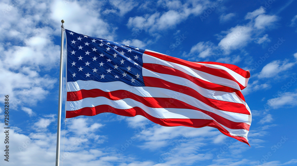 Waving in the Breeze: A dynamic shot capturing the American flag waving proudly in the breeze, conveying a sense of motion and freedom, american flag Waving in the Breeze: A dynamic shot capturing the American flag waving proudly in the breeze, conveying a sense of motion and freedom, american flag