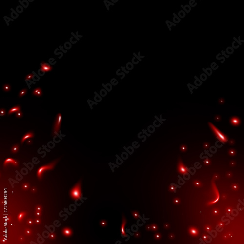 fire sparks on black background, glowing flying particles overlay